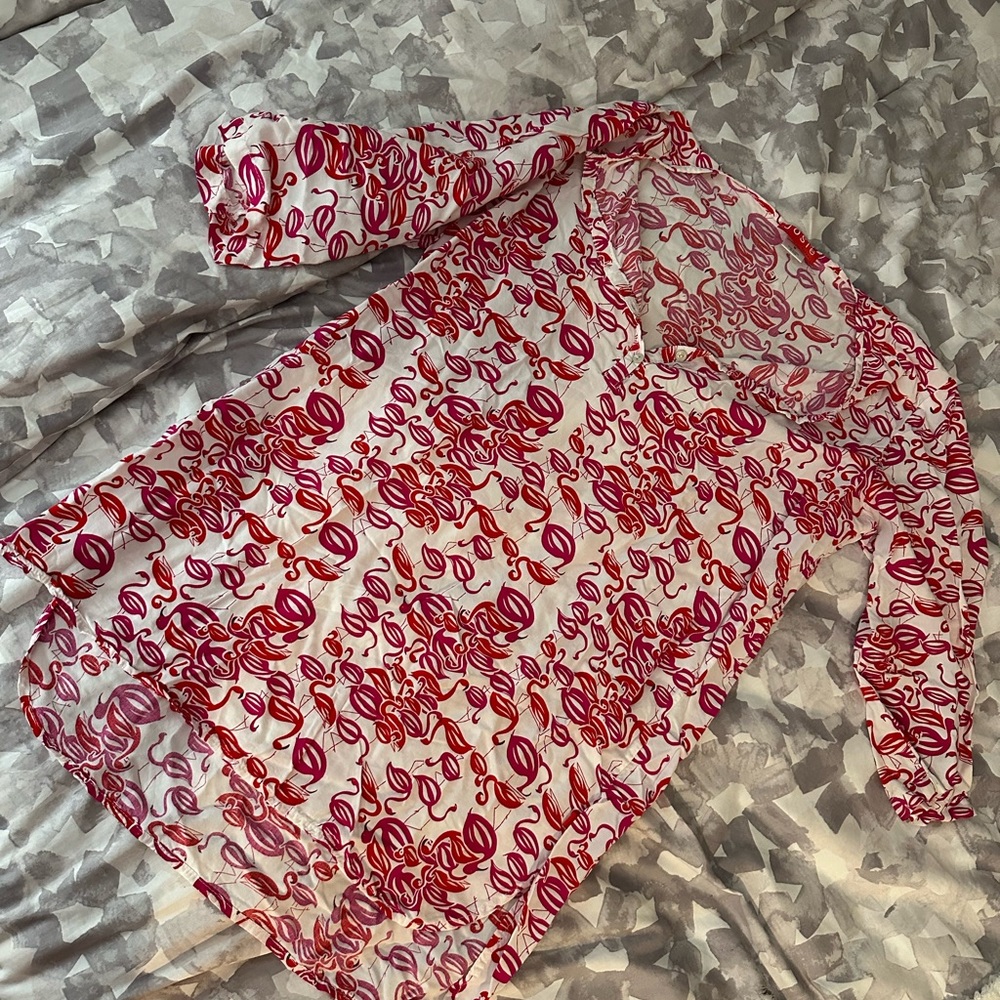 JOSIE NATORI FLAMINGO PAJAMA DRESS